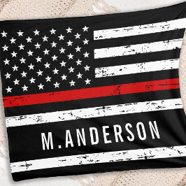 Manta Polar Bandera de la línea roja delgada nombre personaliz
