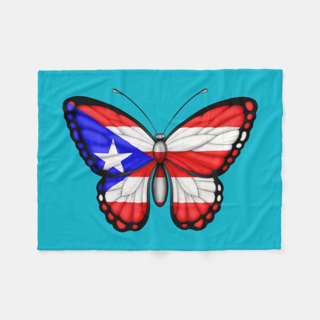 Manta Polar Bandera de la mariposa de Puerto Rico (Frente (Horizontal))