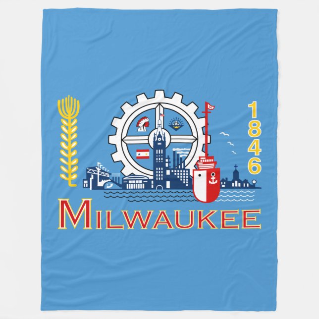 Manta Polar Bandera de Milwaukee, Wisconsin Fleece Blanket (Anverso)