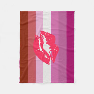 Manta Polar Bandera de Orgullo Lesbiana con Lápiz Labial