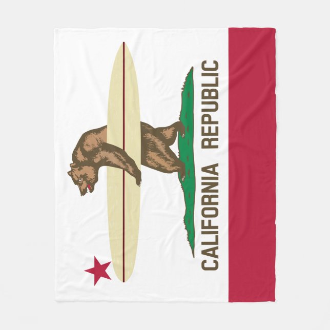 Manta Polar Bandera de oso para surfistas de California (Anverso)