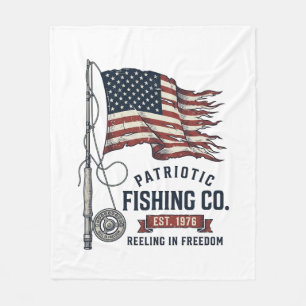 Manta Polar Bandera de pesca patriótica vintage diseño vectori
