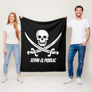 Manta Polar Bandera de pirata alegre de Rogelio con nombre