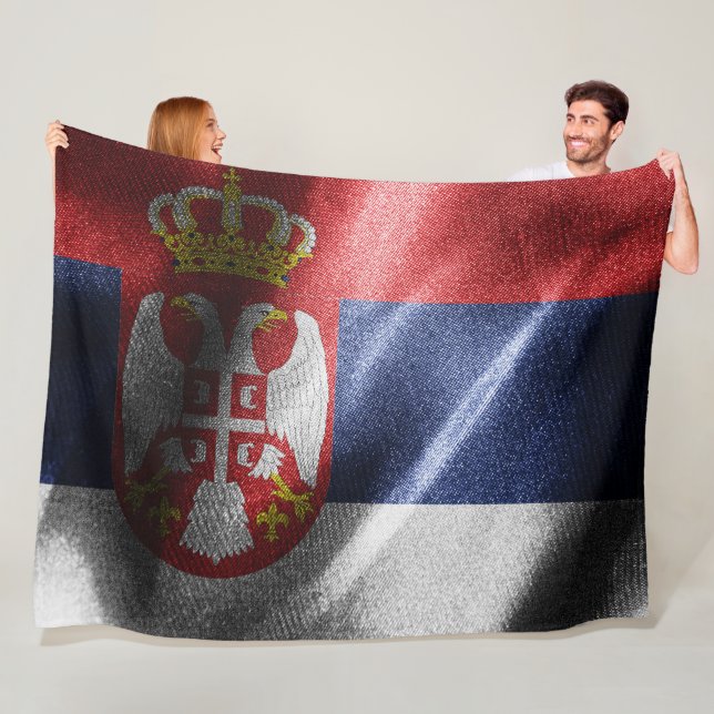 Manta Polar Bandera de seda de Serbia (In situ)
