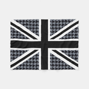 Manta Polar Bandera de Union Jack en Houndstooth blanco y