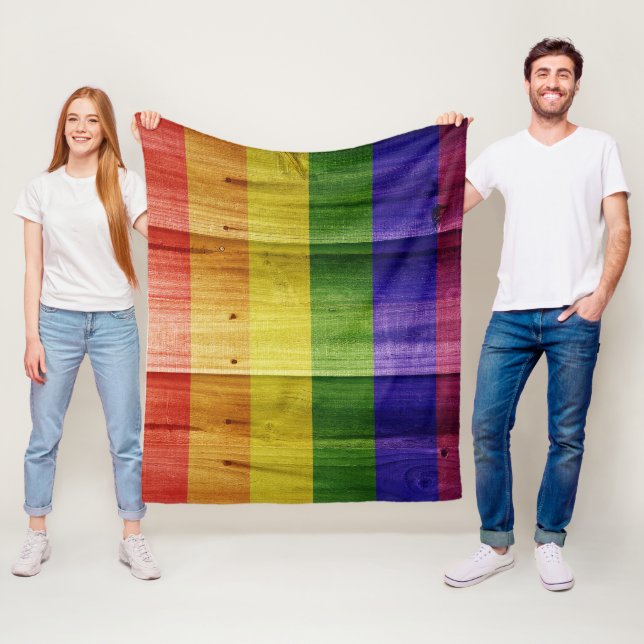 Manta Polar Bandera del orgullo arcoiris de madera (In situ)