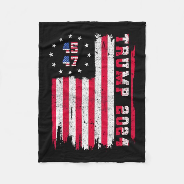 Manta Polar Bandera estadounidense 45 47 de Trump 2024 (Anverso)