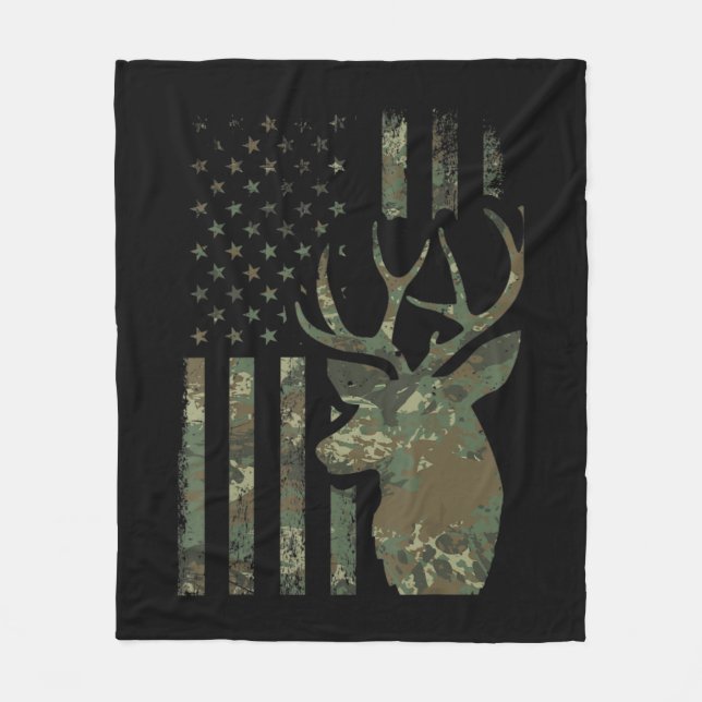 Manta Polar Bandera estadounidense camo regalo de caza de gall (Anverso)