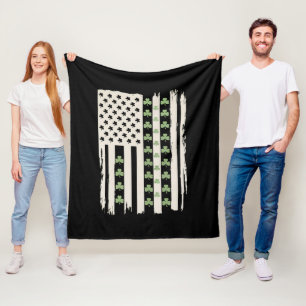 Manta Polar Bandera estadounidense con tréboles para St Patric