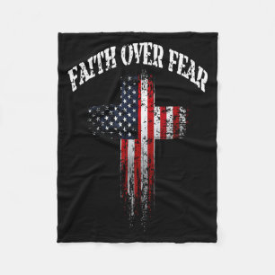 Manta Polar Bandera estadounidense cruz cristiana Fe sobre el 
