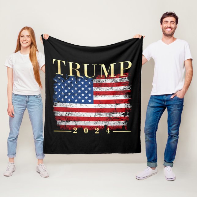 Manta Polar Bandera estadounidense elegante de oro de Trump 20 (In situ)