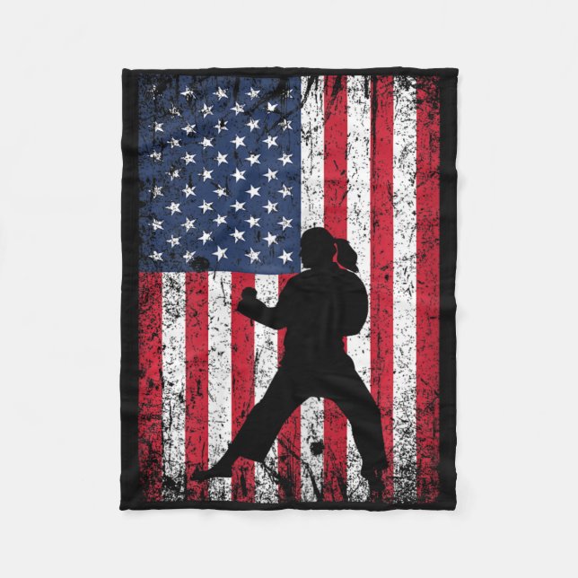 Manta Polar Bandera Estadounidense Karate 4 De Julio Gir Patri (Anverso)