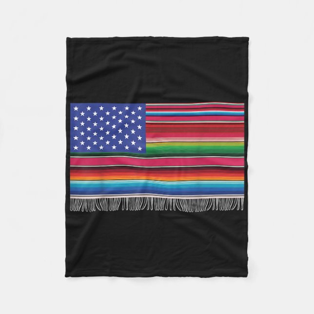 Manta Polar Bandera Estadounidense Mexicana Serape Cinco De Ma (Anverso)
