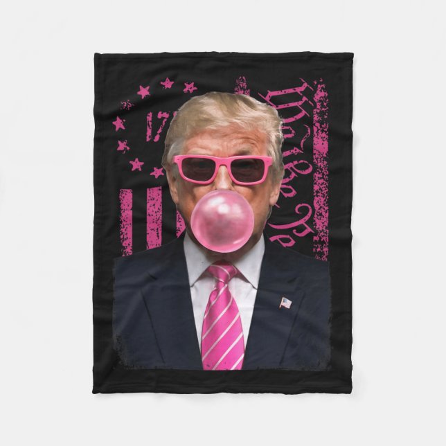 Manta Polar Bandera estadounidense rosa de Trump con burbuja (Anverso)