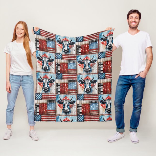 Manta Polar Bandera estadounidense vaca Arte Popular (In situ)