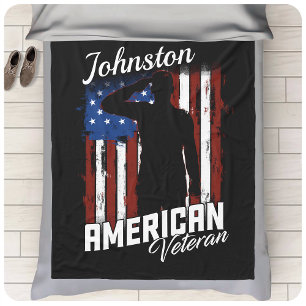 Manta Polar Bandera estadounidense veterana personalizada