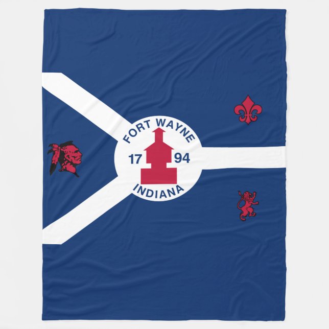 Manta Polar Bandera Fort Wayne, Indiana Fleece Blanket (Anverso)