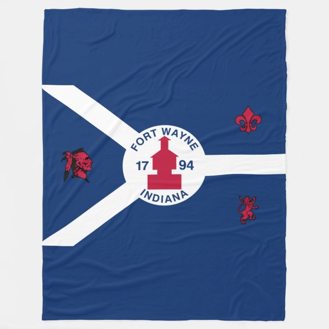 Manta Polar Bandera Fort Wayne, Indiana Fleece Blanket (Anverso)