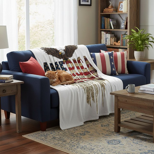 Manta Polar Bandera gruesa de Estados Unidos y águila (Subido por el creador)