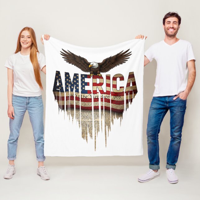 Manta Polar Bandera gruesa de Estados Unidos y águila (In situ)