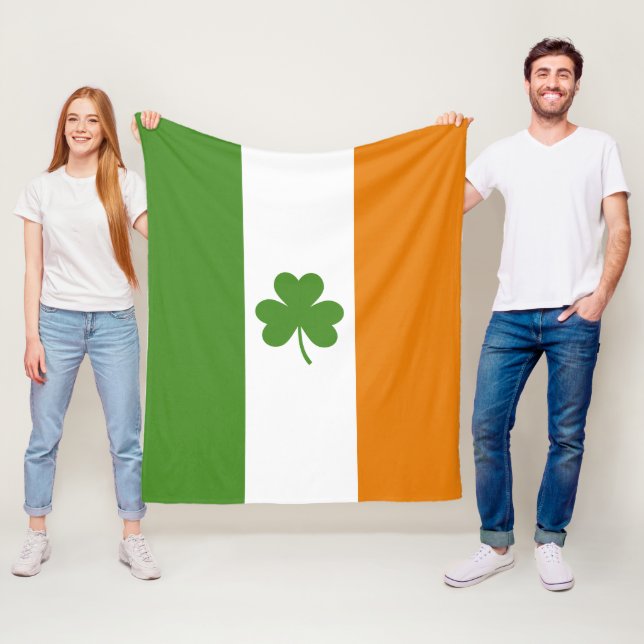 Manta Polar Bandera irlandesa del Día de San Patricio con Sham (In situ)
