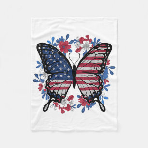 Manta Polar Bandera Norteamericana De Mariposa Patriótica Eeuu