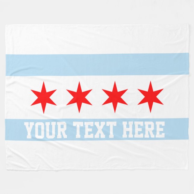 Manta Polar Bandera personalizada de Chicago (Frente (Horizontal))