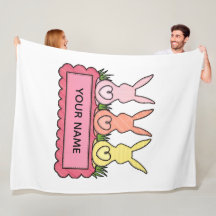 Bandera personalizada de trío de conejos de Pascua