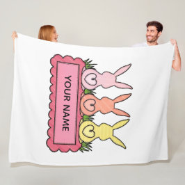 Manta Polar Bandera personalizada de trío de conejos de Pascua