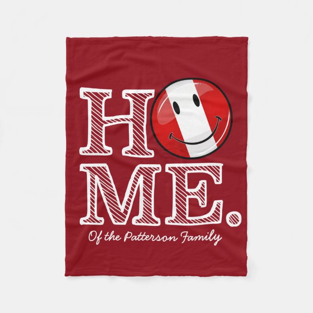 Manta Polar Bandera peruana sonriente| Calentador de la casa (Anverso)