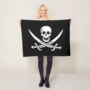 Manta Polar Bandera pirata calavera espadas cruzadas