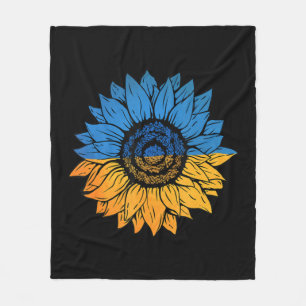 Manta Polar Bandera ucraniana del girasol con Ucrania