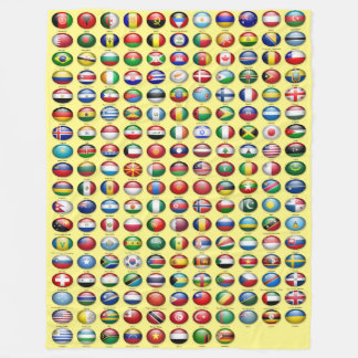 Manta Polar Banderas del mundo en fondo amarillo