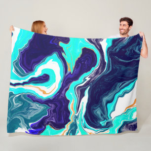 Manta Polar Bañeras de mármol azules, Verde azuladas, blancas