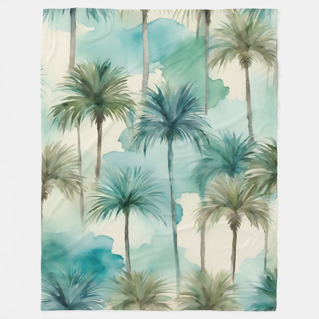 Manta Polar Banket Tropical Beach Coastal Blue Palm Trees (Anverso)