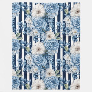 Manta Polar Baño de novia de rayas florales azul marino