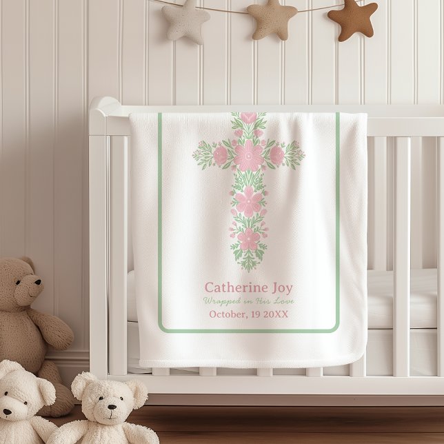 Manta Polar Baptism Custom Name Fleece Blanket Godparents Gift (Subido por el creador)