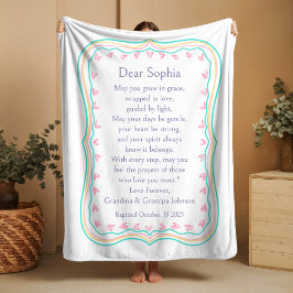 Manta Polar Baptism Gift Prayer Blanket from Godparents Fleece