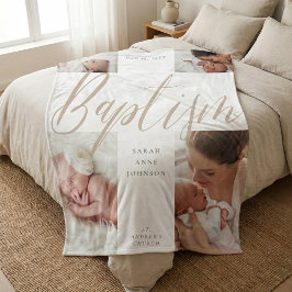 Manta Polar Baptism Gold Calligraphy Photo Collage Keepsake