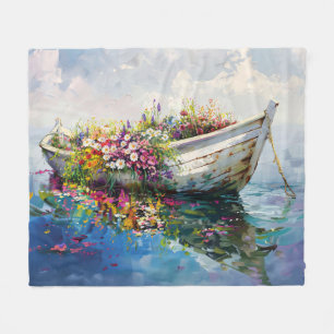 Manta Polar Barco con flores silvestres coloridas