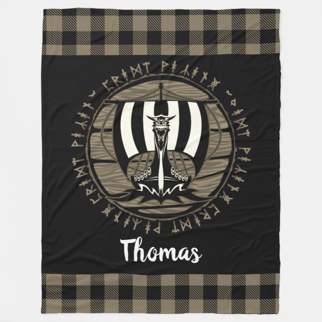 Manta Polar Barco de Dragón Viking Personalizado de larga dura (Anverso)