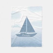 Barco de vela azul acuarela