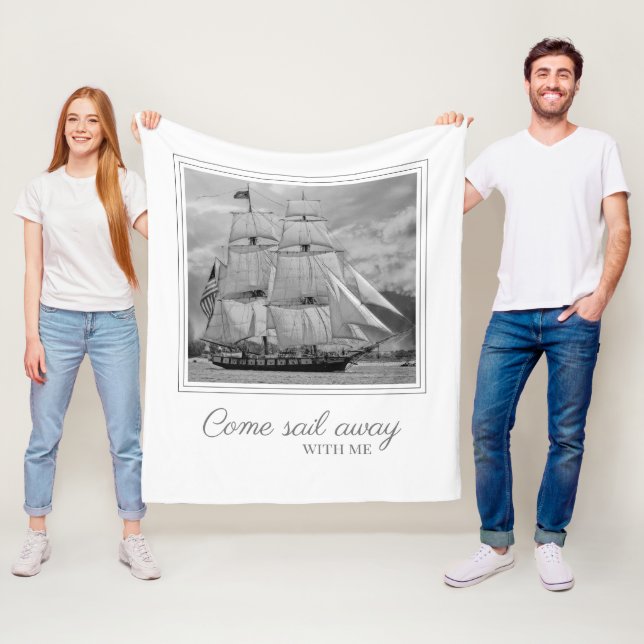 Manta Polar Barco de vela blanco negro: desembarcar (In situ)