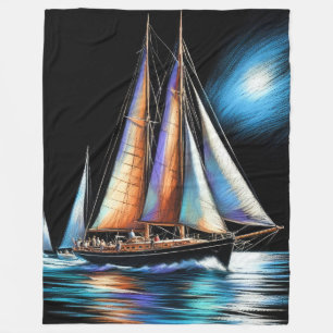 Manta Polar Barco de vela de dibujos en pasto duro