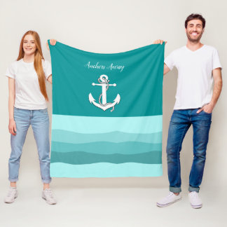 Manta Polar Barco náutico blanco/anclaje alejado/azul oleaje a