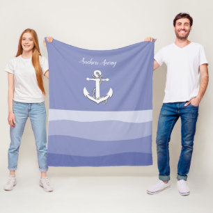 Manta Polar Barco náutico blanco/anclajes lejos/ola azul
