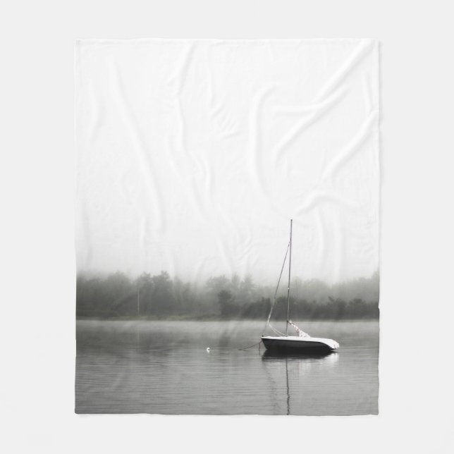 MANTA POLAR BARCO NEGRO Y BLANCO EN EL LAGO (Anverso)