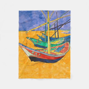 Manta Polar Barcos de Van Gogh Impresionismo Playa