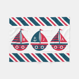 Manta Polar Barcos de vela a rayas Monograma Fleece Blanket