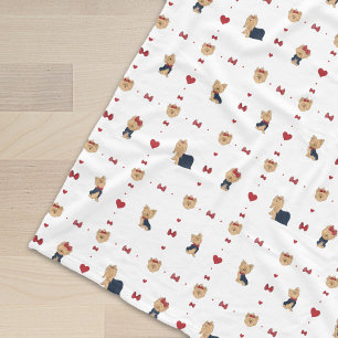 Manta Polar Barcos y corazones de Yorkies dulces - Blanco -